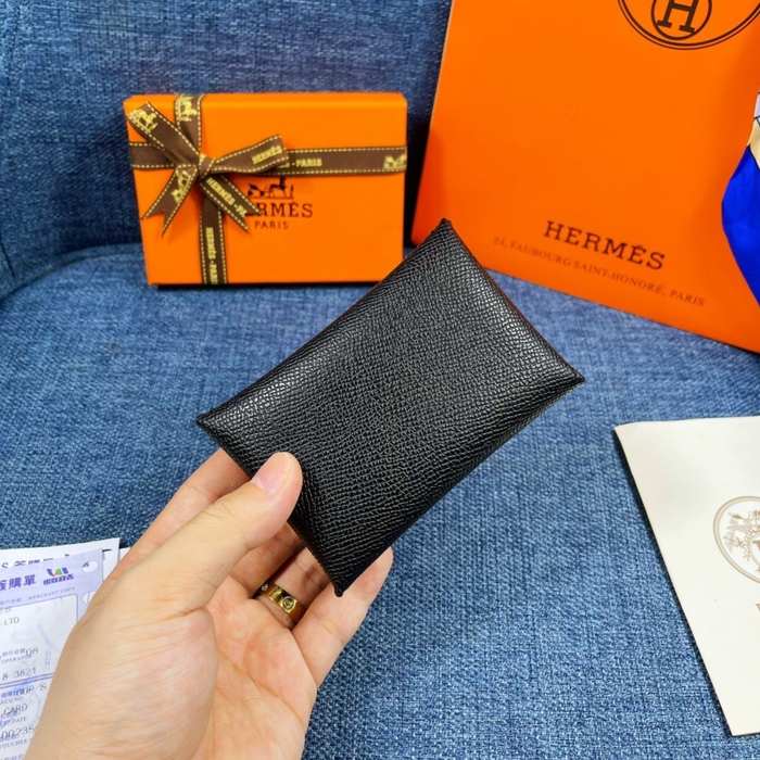 Card holder Hermes classic tri fold card holder Black Size 10x6cm