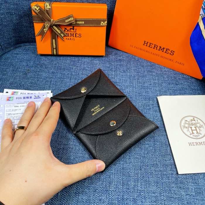Card holder Hermes classic tri fold card holder Black Size 10x6cm