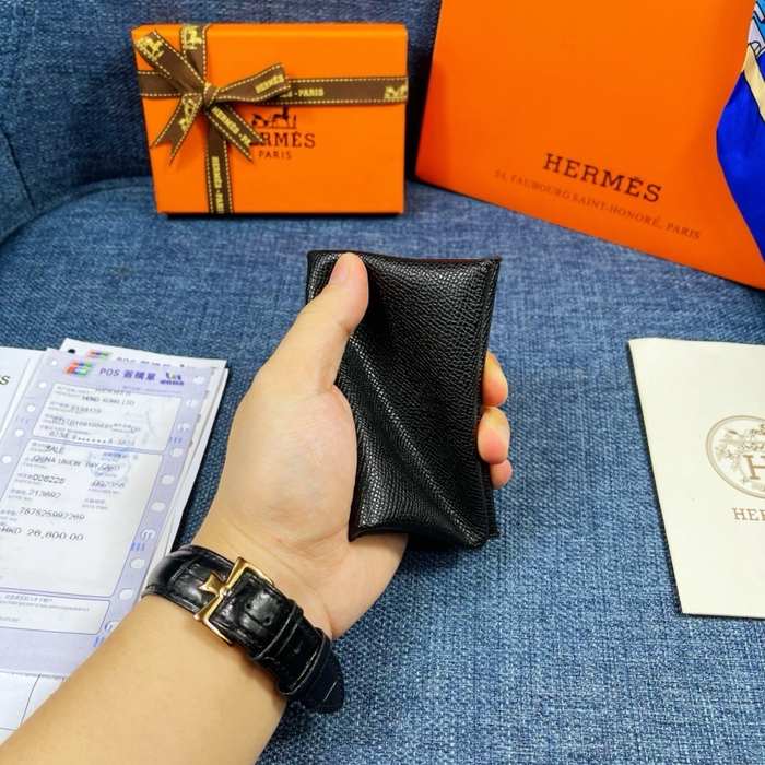 Card holder Hermes classic tri fold card holder Black Size 10x6cm