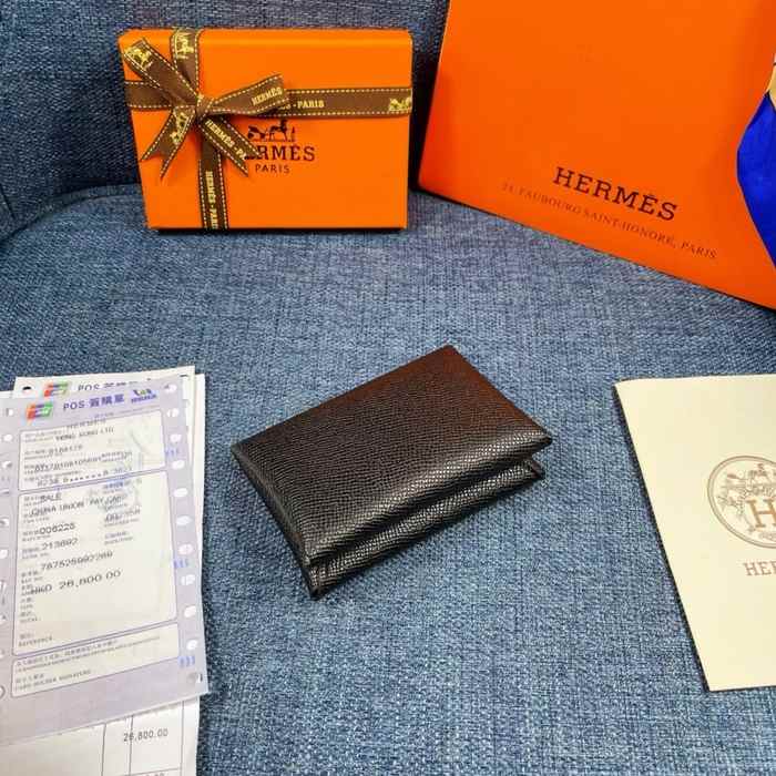 Card holder Hermes classic tri fold card holder Black Size 10x6cm