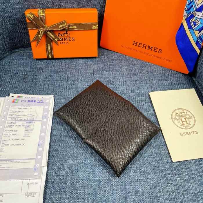 Card holder Hermes classic tri fold card holder Black Size 10x6cm