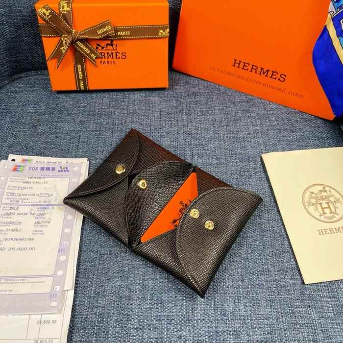 Card holder Hermes classic tri fold card holder Black Size 10x6cm