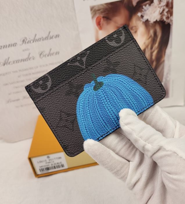 Card holder Louis Vuitton Monogram Pumpkin Print Black Size 7.5x11.1x1cm