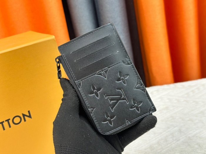 Card holder Louis Vuitton card holder zipper style Black Size 13x18x1cm