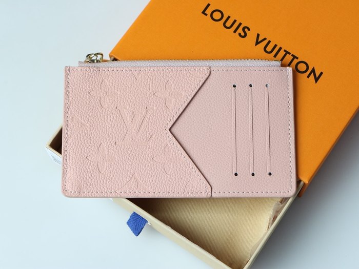 Card holder Louis Vuitton zip card holder Beige Size 12x8x0.8cm