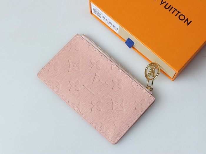 Card holder Louis Vuitton zip card holder Beige Size 12x8x0.8cm