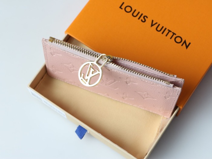 Card holder Louis Vuitton zip card holder Beige Size 12x8x0.8cm