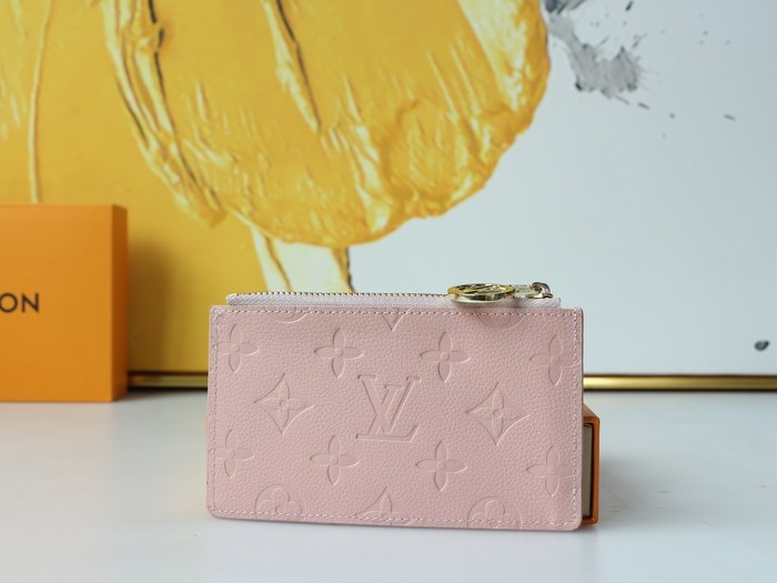 Card holder Louis Vuitton zip card holder Beige Size 12x8x0.8cm