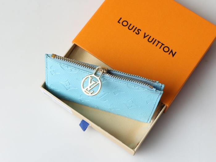 Card holder Louis Vuitton zip card holder Blue Size 12x8x0.8cm