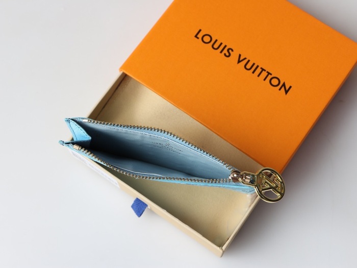 Card holder Louis Vuitton zip card holder Blue Size 12x8x0.8cm