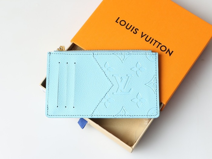 Card holder Louis Vuitton zip card holder Blue Size 12x8x0.8cm