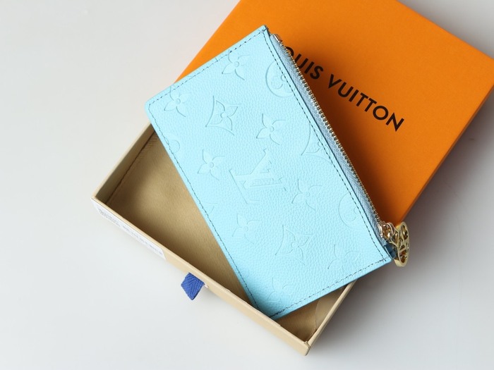Card holder Louis Vuitton zip card holder Blue Size 12x8x0.8cm