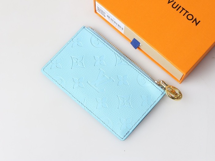 Card holder Louis Vuitton zip card holder Blue Size 12x8x0.8cm