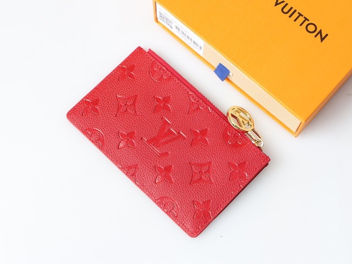 Card holder Louis Vuitton zip card holder Red Size 12x8x0.8cm