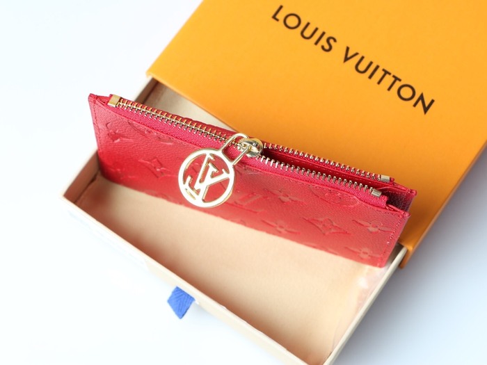 Card holder Louis Vuitton zip card holder Red Size 12x8x0.8cm