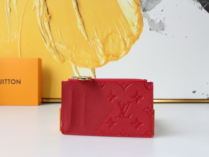 Card holder Louis Vuitton zip card holder Red Size 12x8x0.8cm