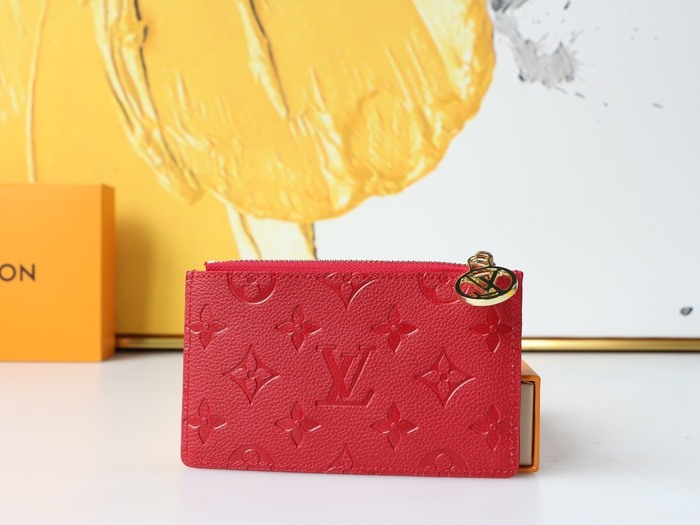Card holder Louis Vuitton zip card holder Red Size 12x8x0.8cm