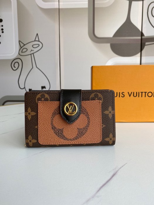 Card holder Louis Vuitton zippered card holder Brown Size 13x9cm