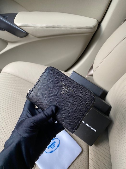 Card holder Prada zip around card holder Black Size 12x9x2.5cm