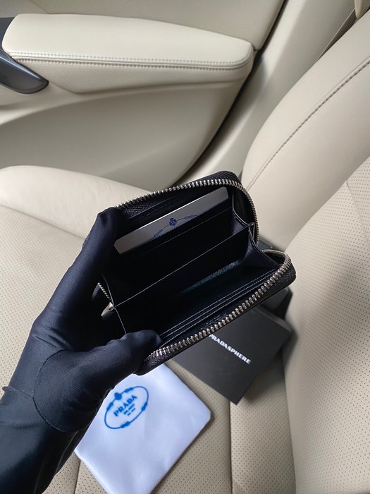 Card holder Prada zip around card holder Black Size 12x9x2.5cm