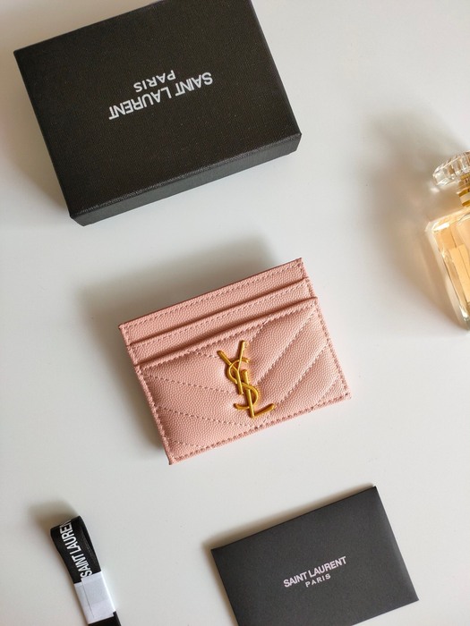 Card holder Saint Laurent quilted card holder Beige Size 10.5x7.5x0.5cm