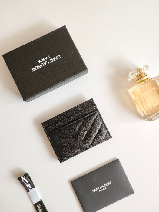Card holder Saint Laurent quilted leather card holder Black Size 10.5x7.5x0.5cm
