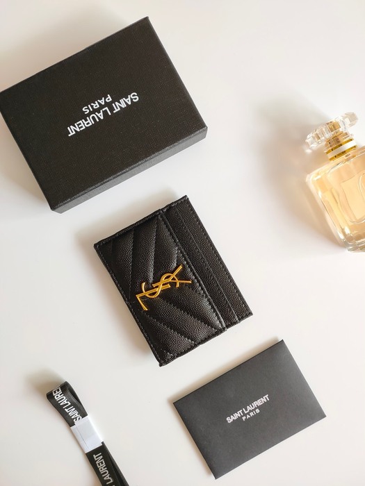Card holder Saint Laurent quilted leather card holder Black Size 10.5x7.5x0.5cm