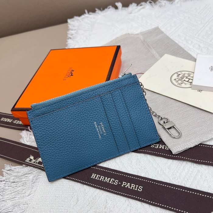 Card holder Togo leather card holder Blue Size 11.9x8.3cm