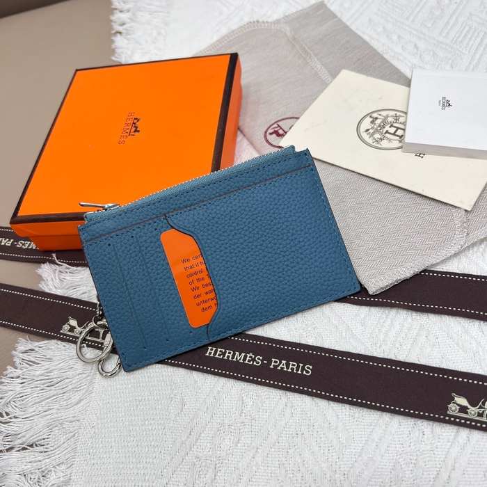 Card holder Togo leather card holder Blue Size 11.9x8.3cm