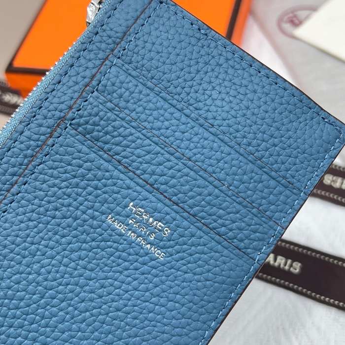 Card holder Togo leather card holder Blue Size 11.9x8.3cm
