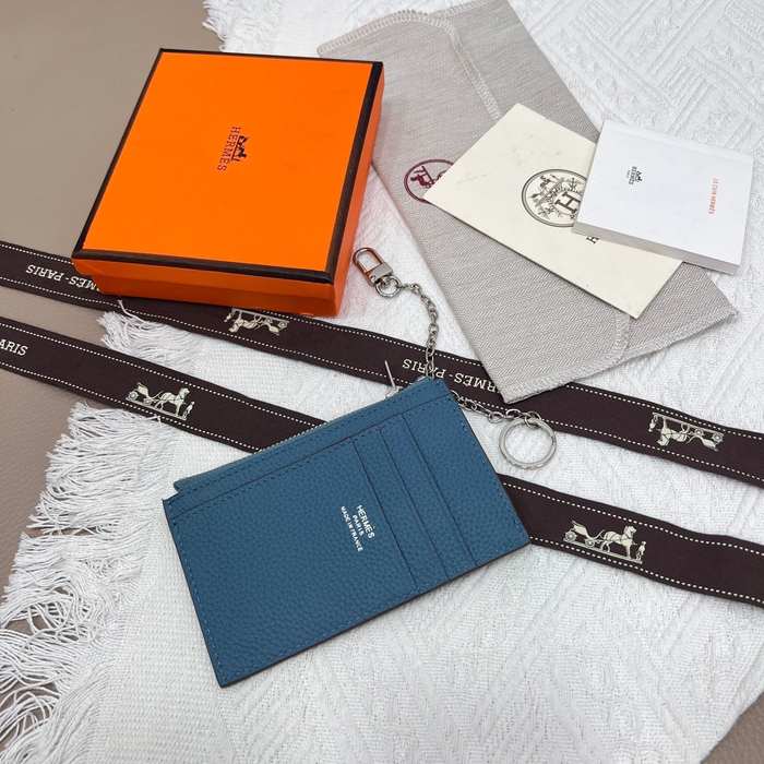 Card holder Togo leather card holder Blue Size 11.9x8.3cm