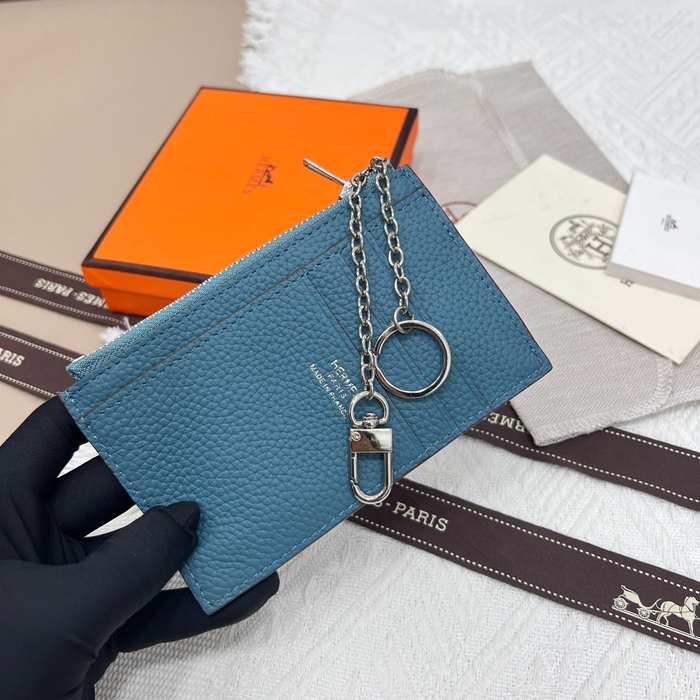 Card holder Togo leather card holder Blue Size 11.9x8.3cm