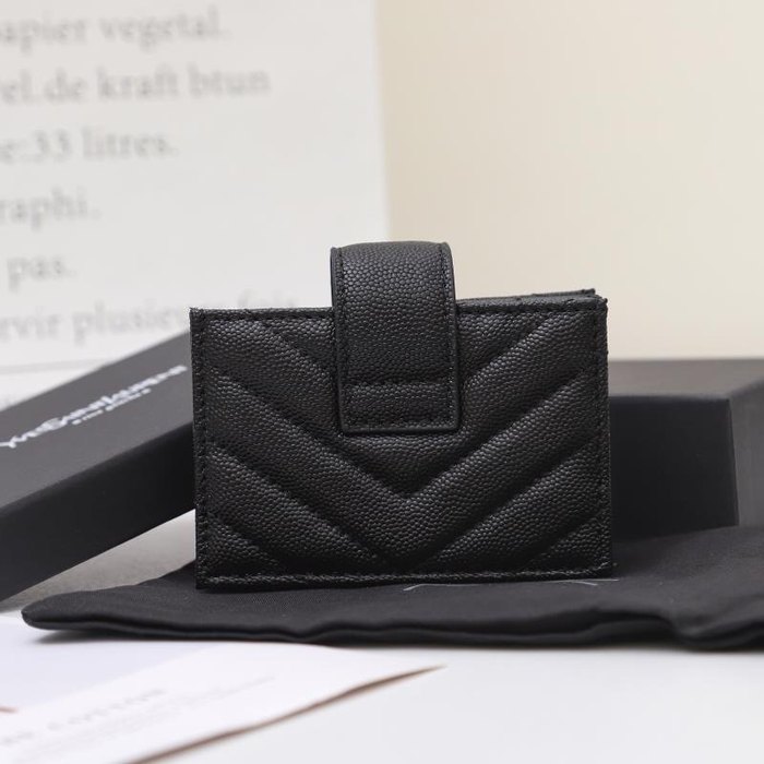 Card holder YSL quilted leather snap card holder Black Size 11x7x2cm