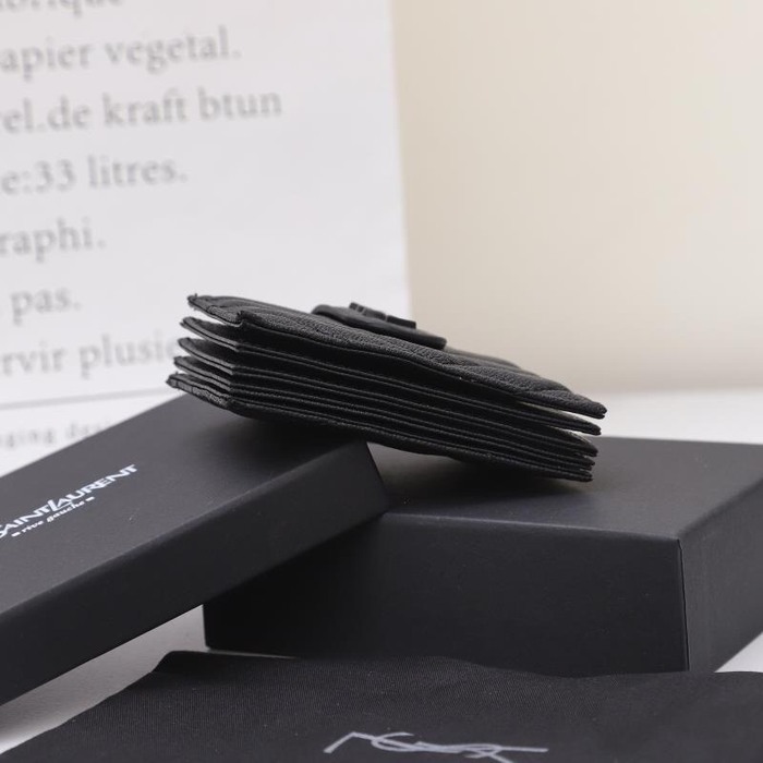 Card holder YSL quilted leather snap card holder Black Size 11x7x2cm