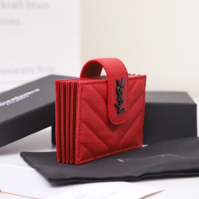 Card holder quilted card holder Red Size 11x7x2cm