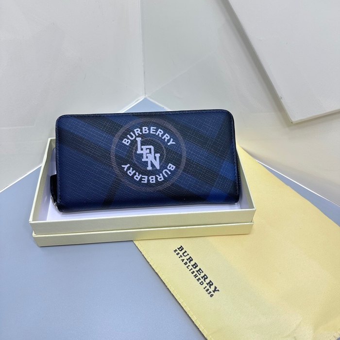 Clutch bag Burberry zip around long wallet Blue Size 19x10cm