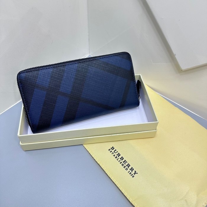 Clutch bag Burberry zip around long wallet Blue Size 19x10cm