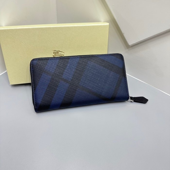 Clutch bag Burberry zip around long wallet Blue Size 19x10cm