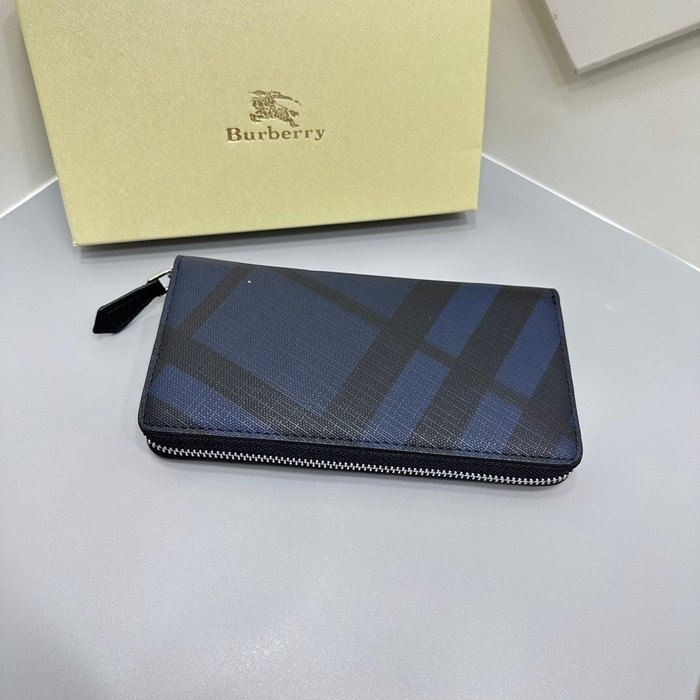 Clutch bag Burberry zip around long wallet Blue Size 19x10cm