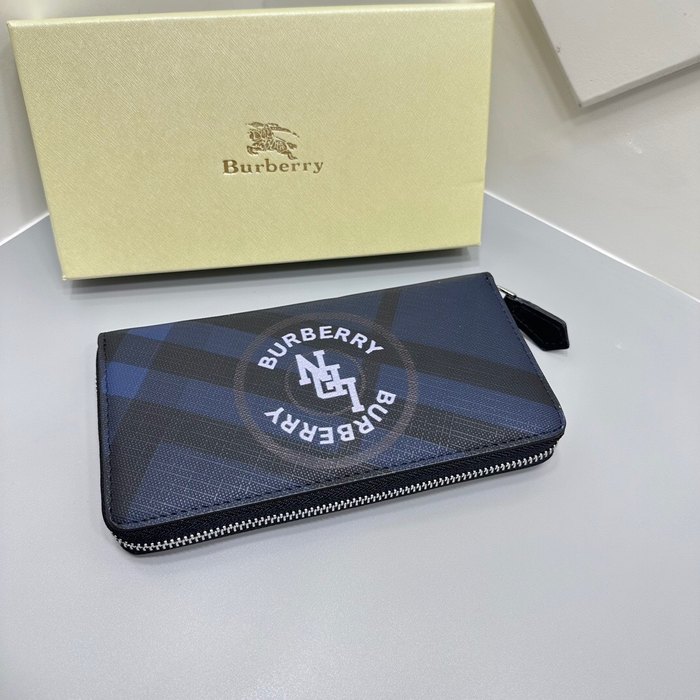 Clutch bag Burberry zip around long wallet Blue Size 19x10cm