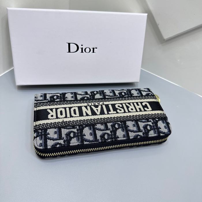 Clutch bag Christian Dior canvas zipper wallet Blue Size 19x10cm