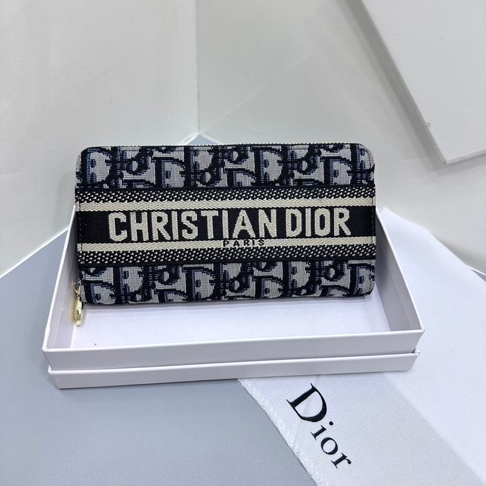 Clutch bag Christian Dior canvas zipper wallet Blue Size 19x10cm