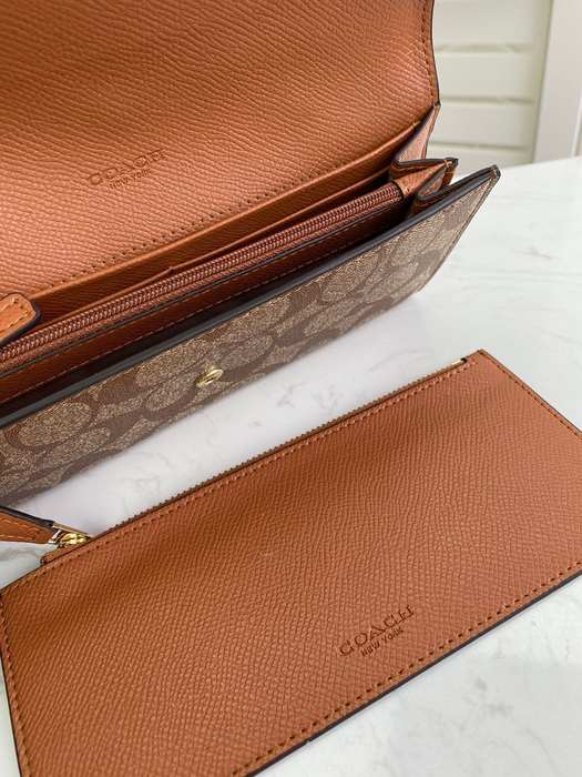 Clutch bag Coach envelope multi card with coin pouch Brown Size 20x10x4cm