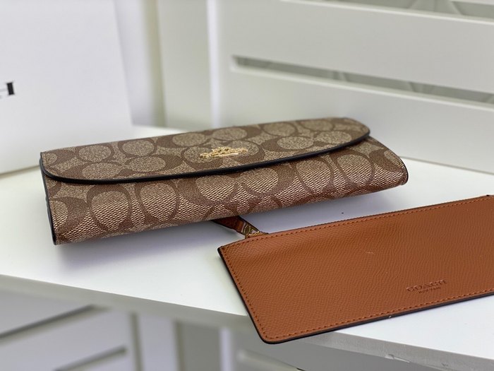 Clutch bag Coach envelope multi card with coin pouch Brown Size 20x10x4cm