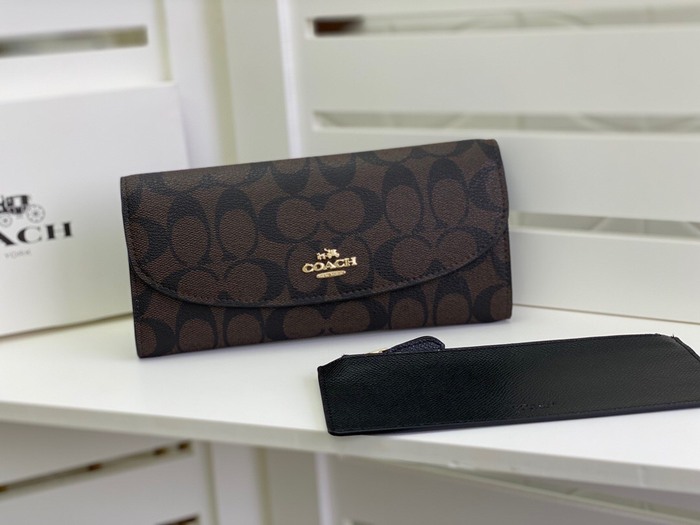 Clutch bag Coach envelope multifunction wallet with coin pouch Brown Size 20x10x4cm