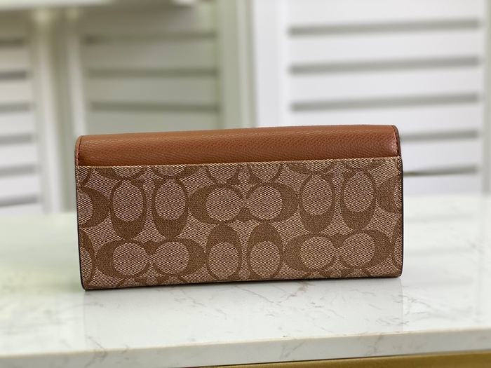 Clutch bag Coach envelope style long wallet Brown Size 20x10x4cm