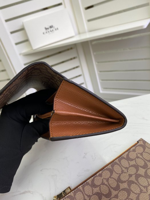 Clutch bag Coach long envelope wallet with coin pouch Brown Size 20x10x4cm
