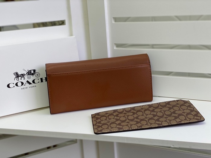 Clutch bag Coach long envelope wallet with coin pouch Brown Size 20x10x4cm