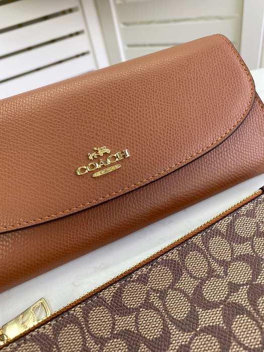 Clutch bag Coach long envelope wallet with coin pouch Brown Size 20x10x4cm