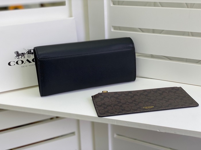 Clutch bag Coach multi card envelope wallet with coin pouch Black Size 20x10x4cm